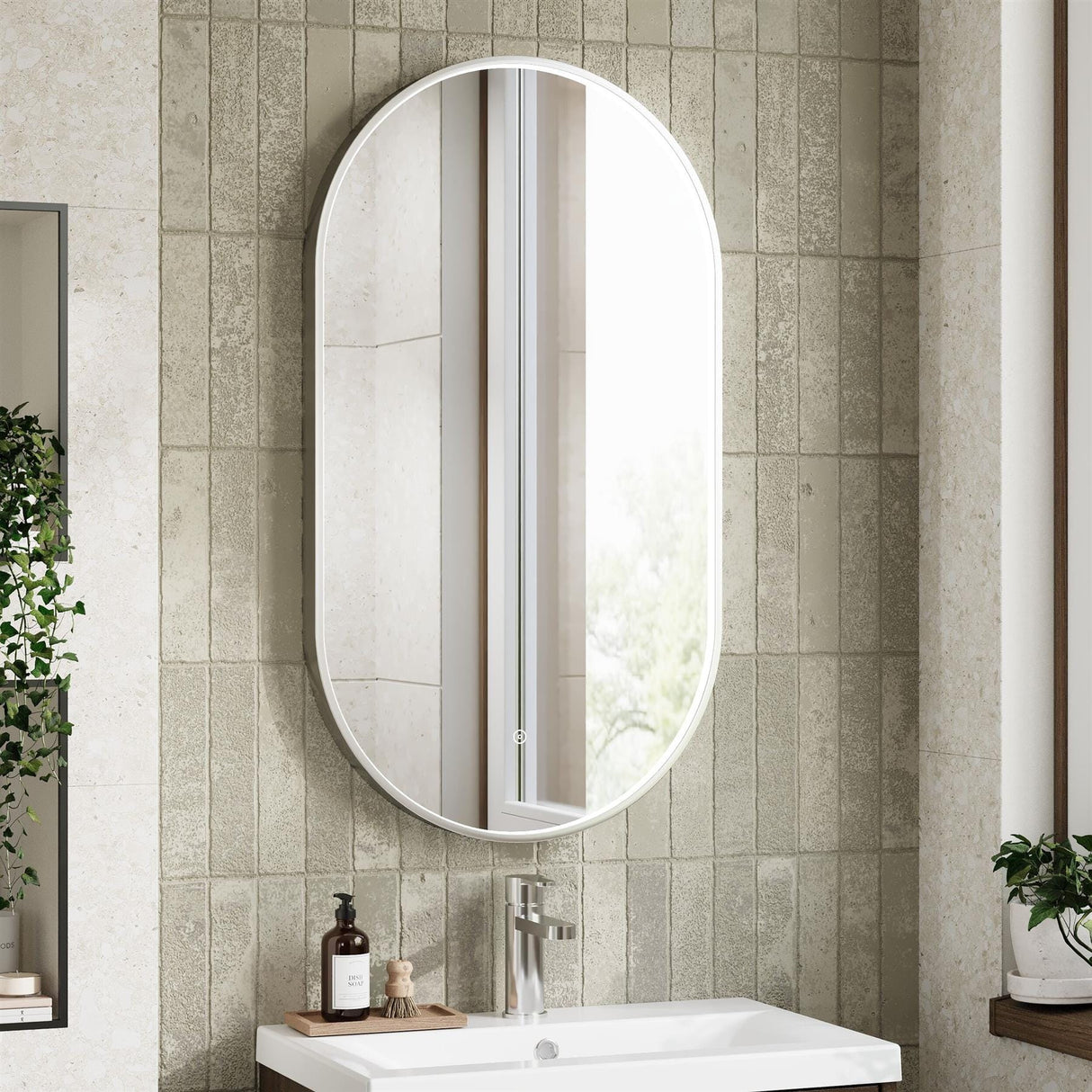 Aquarius Bathrooms Illuminated Mirror Aquarius Lumine Inset Framed LED Touch Sensor Pill Mirror - 800 x 500mm