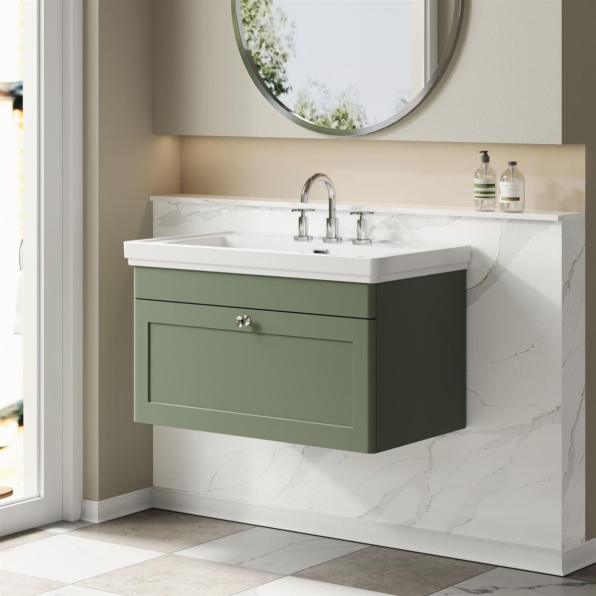 Aquarius Bathrooms Wall Mounted Vanity Unit Aquarius Leighton 800mm Wall Mounted One Drawer Vanity Unit with Basin