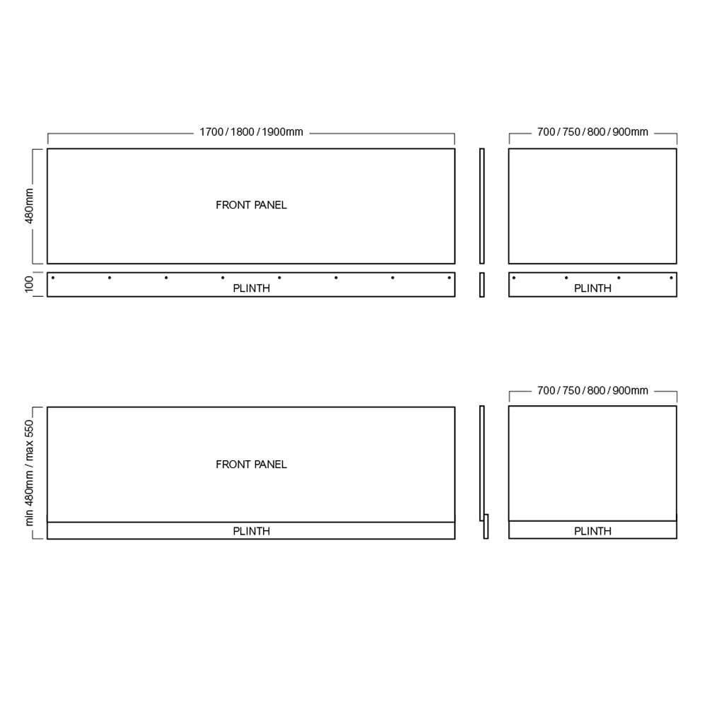 Aquarius Bathrooms Bath Panel Aquarius Halite Waterproof End Bath Panel in Matt Grey