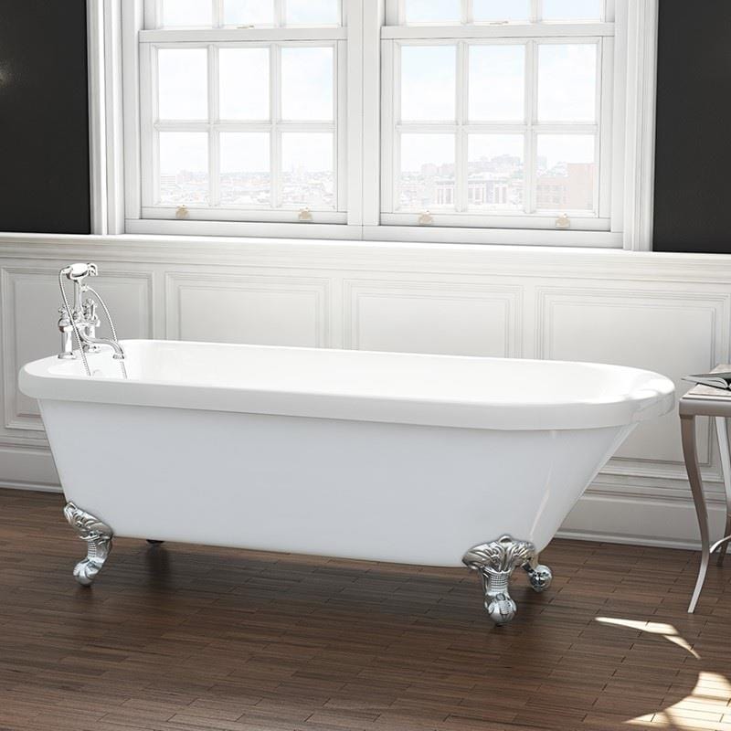 Aquarius Bathrooms Freestanding Bath Aquarius Cambridge Freestanding Bath with Chrome Lions Paw Feet - 1470 x 735mm