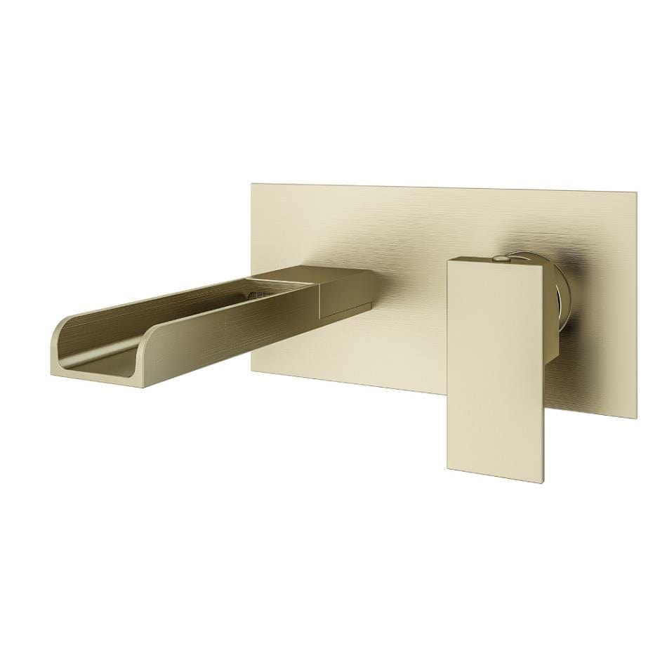Aquarius Bathrooms Wall Mounted Basin Tap Brushed Brass Aquarius Angle Waterfall Wall Mounted Basin Mixer Tap