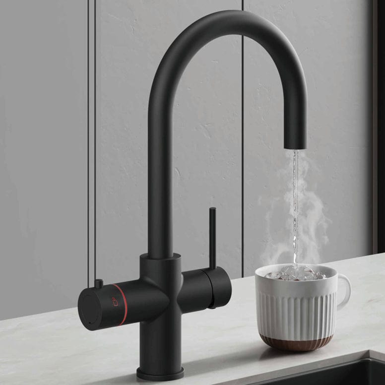 Aquarius Bathrooms Instant Hot Water Tap Matt Black Aquarius TrueCook 3-in-1 Instant Hot Water Kitchen Tap with Square Spout