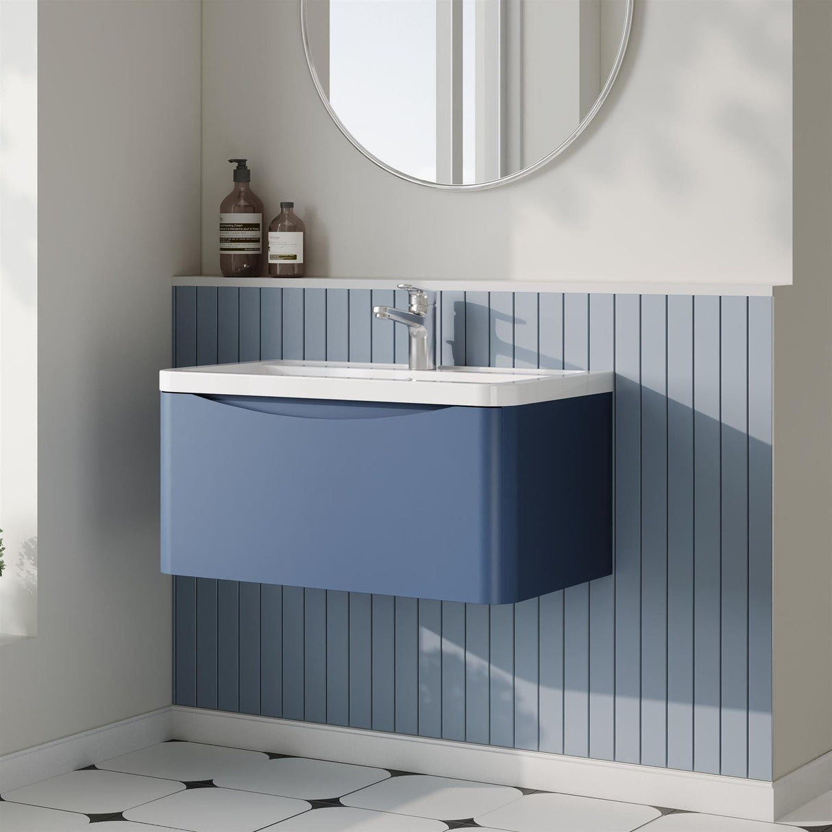 Aquarius Bathrooms Wall Mounted Vanity Unit Blue Aquarius Seren 800mm Wall Mounted One Drawer Vanity Unit with Basin