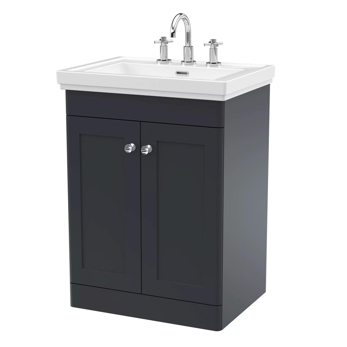 Aquarius Bathrooms Floor Standing Vanity Unit Aquarius Leighton 600mm Floor Standing Two Door Vanity Unit with Basin