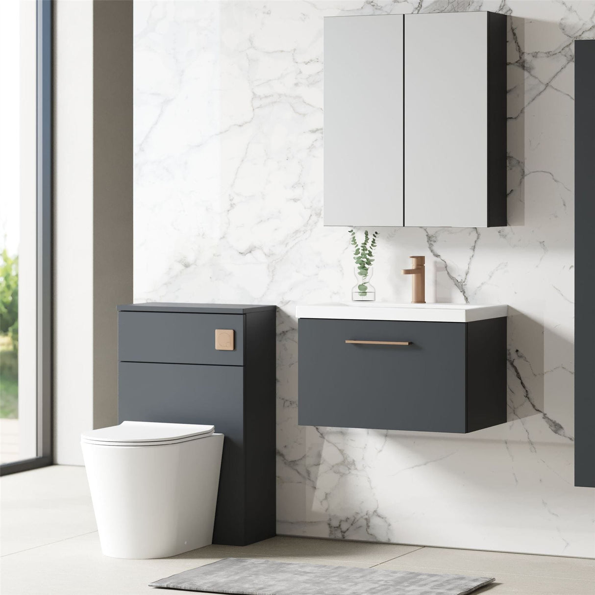 Aquarius Wall Mounted Vanity Unit Aquarius Brisbane 600mm Wall Hung 1 Drawer Vanity Unit with 1 Tap Hole Mid Edge Basin