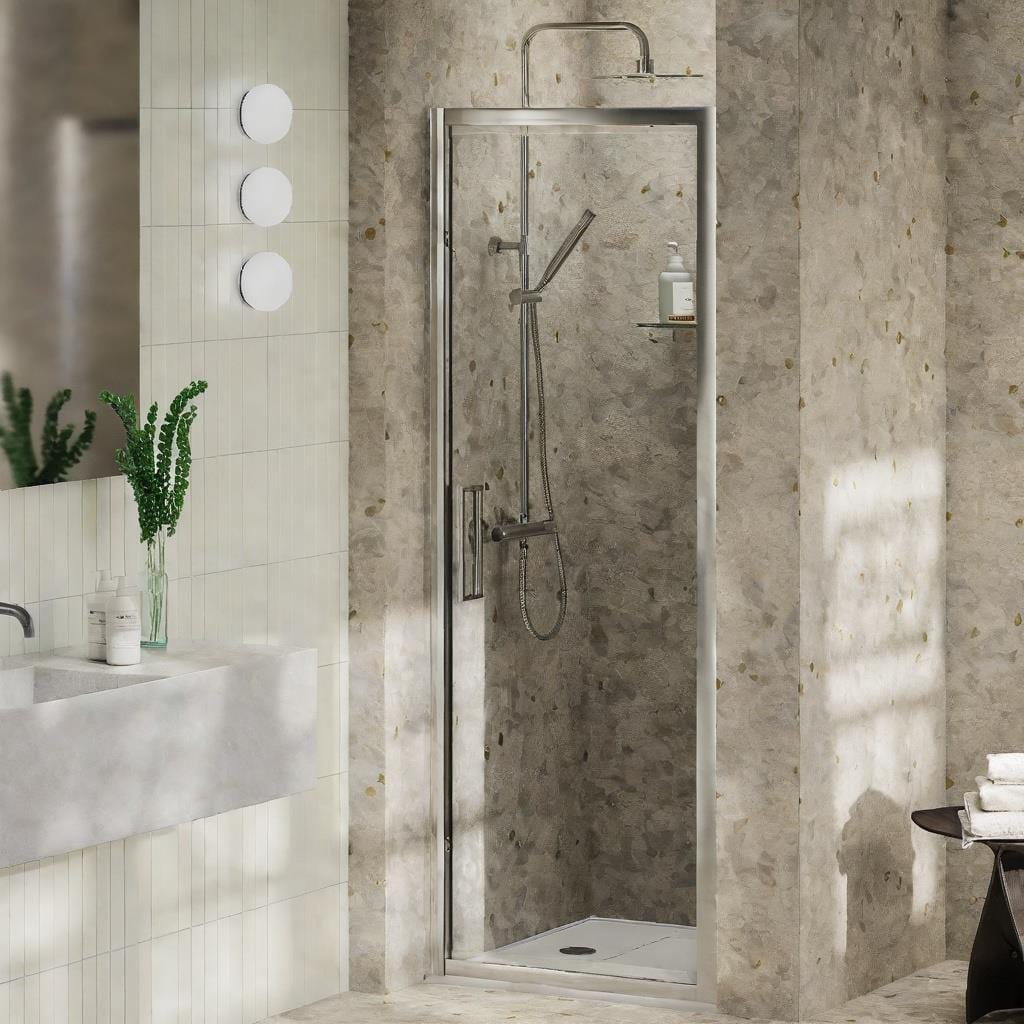 Aquarius Bathrooms Pivot Shower Door Silver / 800mm Aquarius Pluvia 8mm Pivot Shower Door