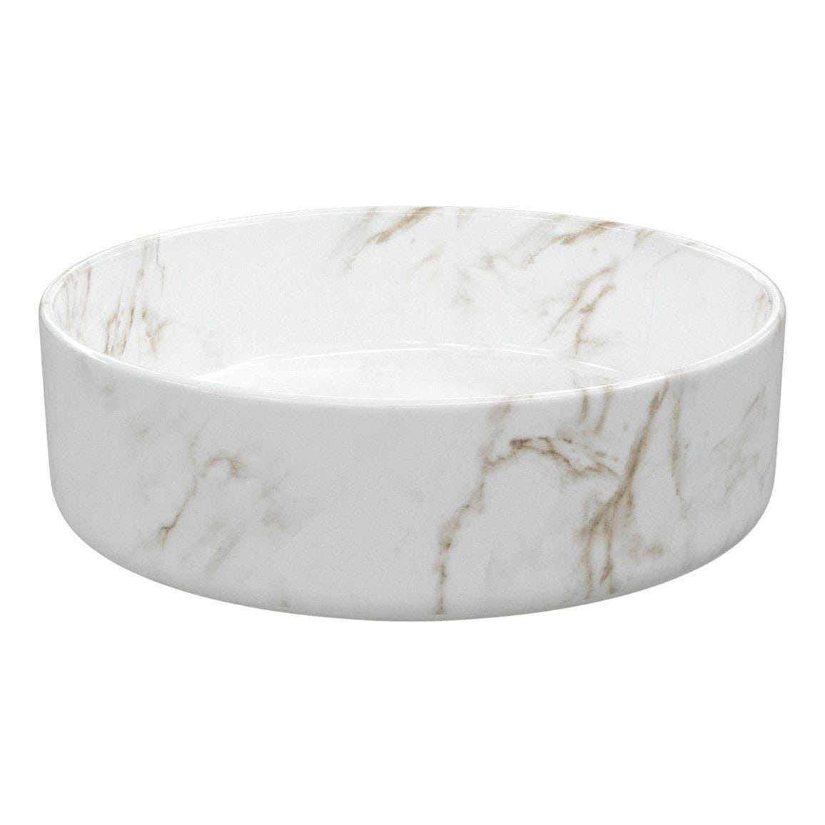 Aquarius Bathrooms Countertop Basin Aquarius V-Series 2 Round 355mm Ceramic Marble Effect Countertop Basin with Waste