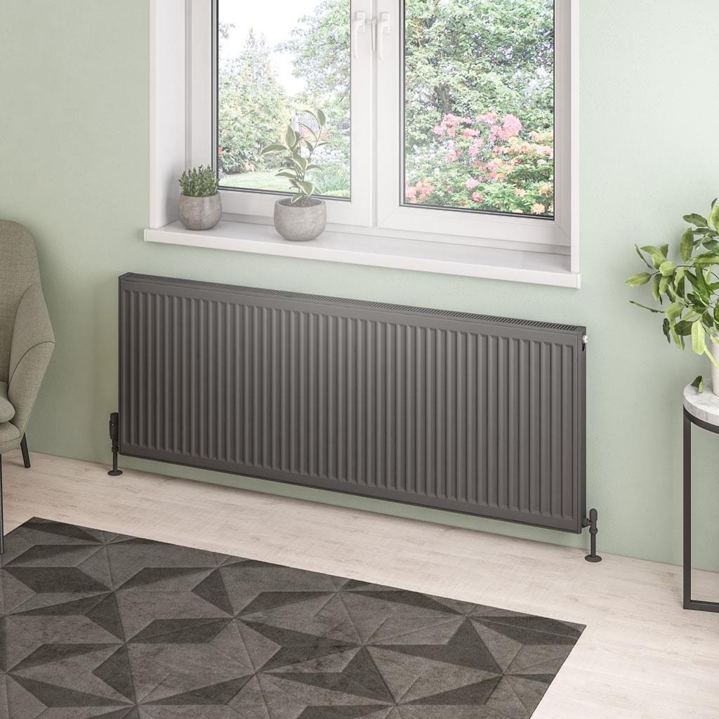 Aquarius Bathrooms Bathroom Heating 600 x 1600 Aquarius Type 21 Compact Panel Radiator In Matt Anthracite