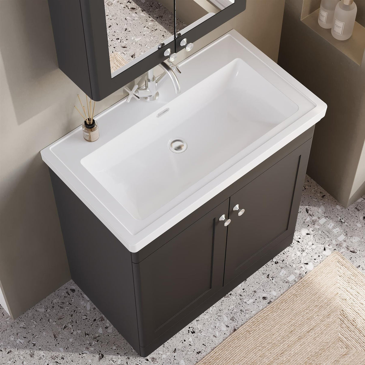 Aquarius Bathrooms Floor Standing Vanity Unit Aquarius Leighton 800mm Floor Standing Two Door Vanity Unit with Basin