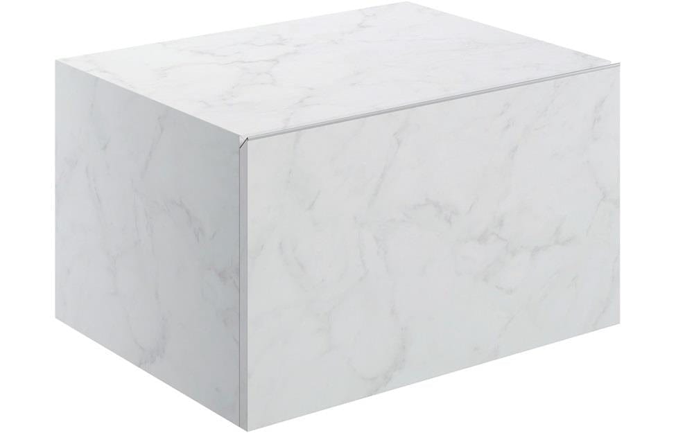 Aquarius Console Unit 600mm Aquarius Marblesque One Drawer Storage Unit White Marble Effect