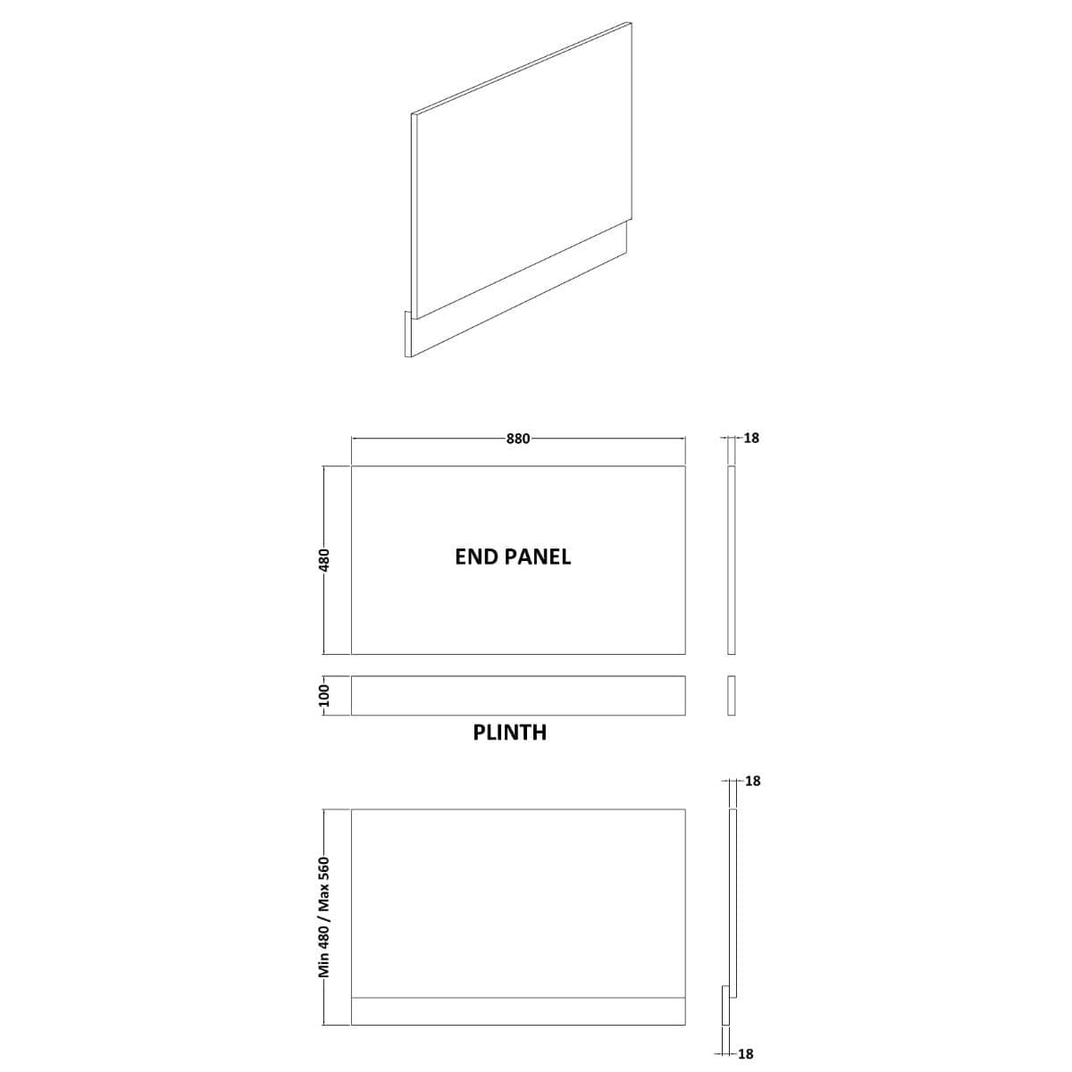 Aquarius Bathrooms Bath Panel Aquarius Halite Waterproof End Bath Panel in White Gloss