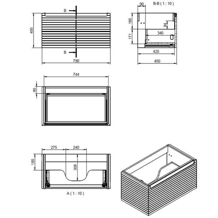 Aquarius Bathrooms Wall Mounted Vanity Unit Aquarius Contour 815mm Wall Mounted One Drawer Vanity Unit with Basin