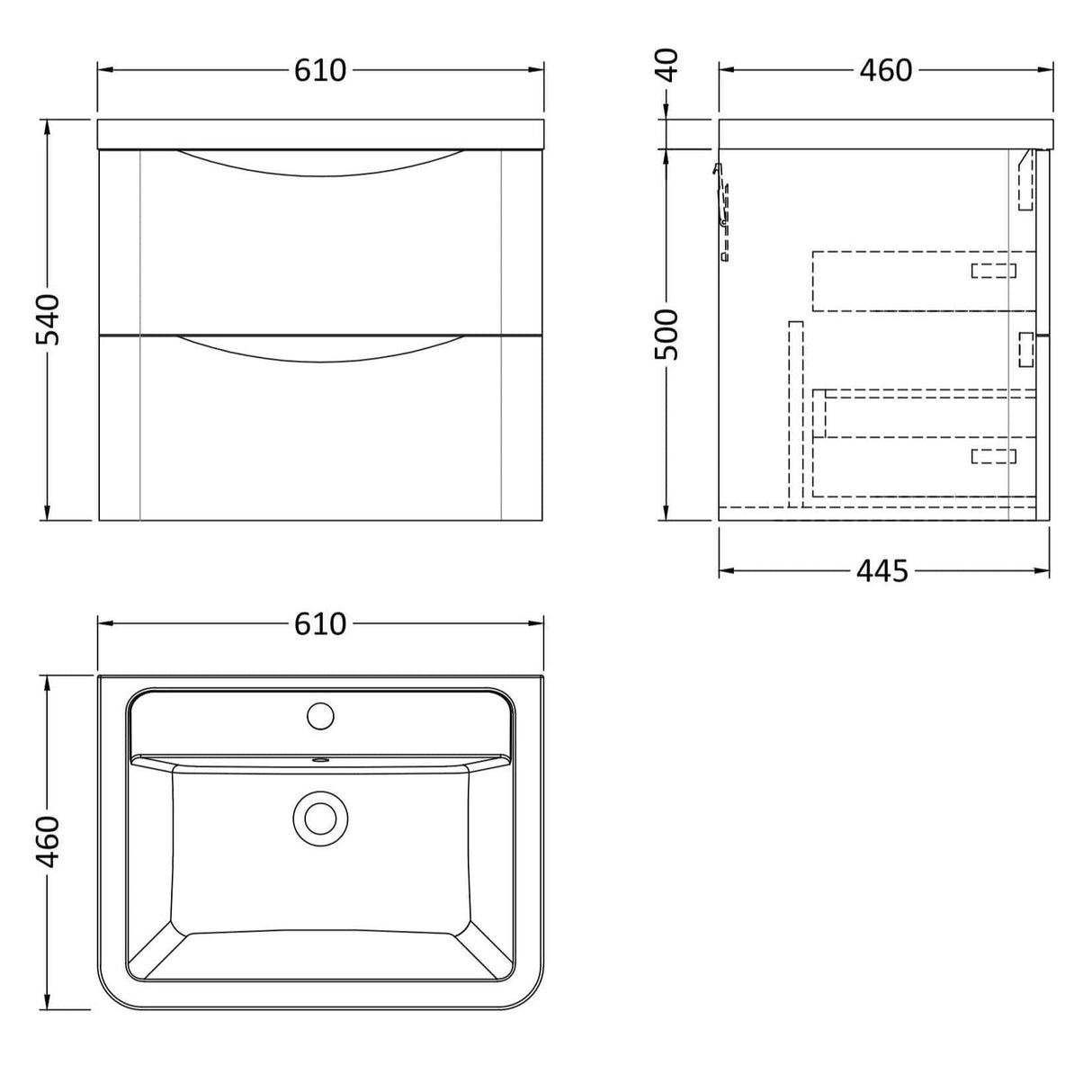 Aquarius Bathrooms Wall Mounted Vanity Unit Aquarius Seren 600mm Wall Mounted Two Drawer Vanity Unit with Basin