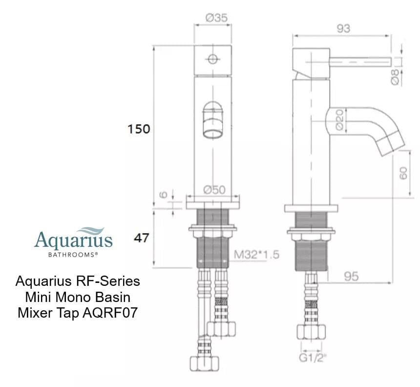 Aquarius Bathrooms Mono Basin Tap Aquarius RF-Series Mini Mono Basin Mixer Tap