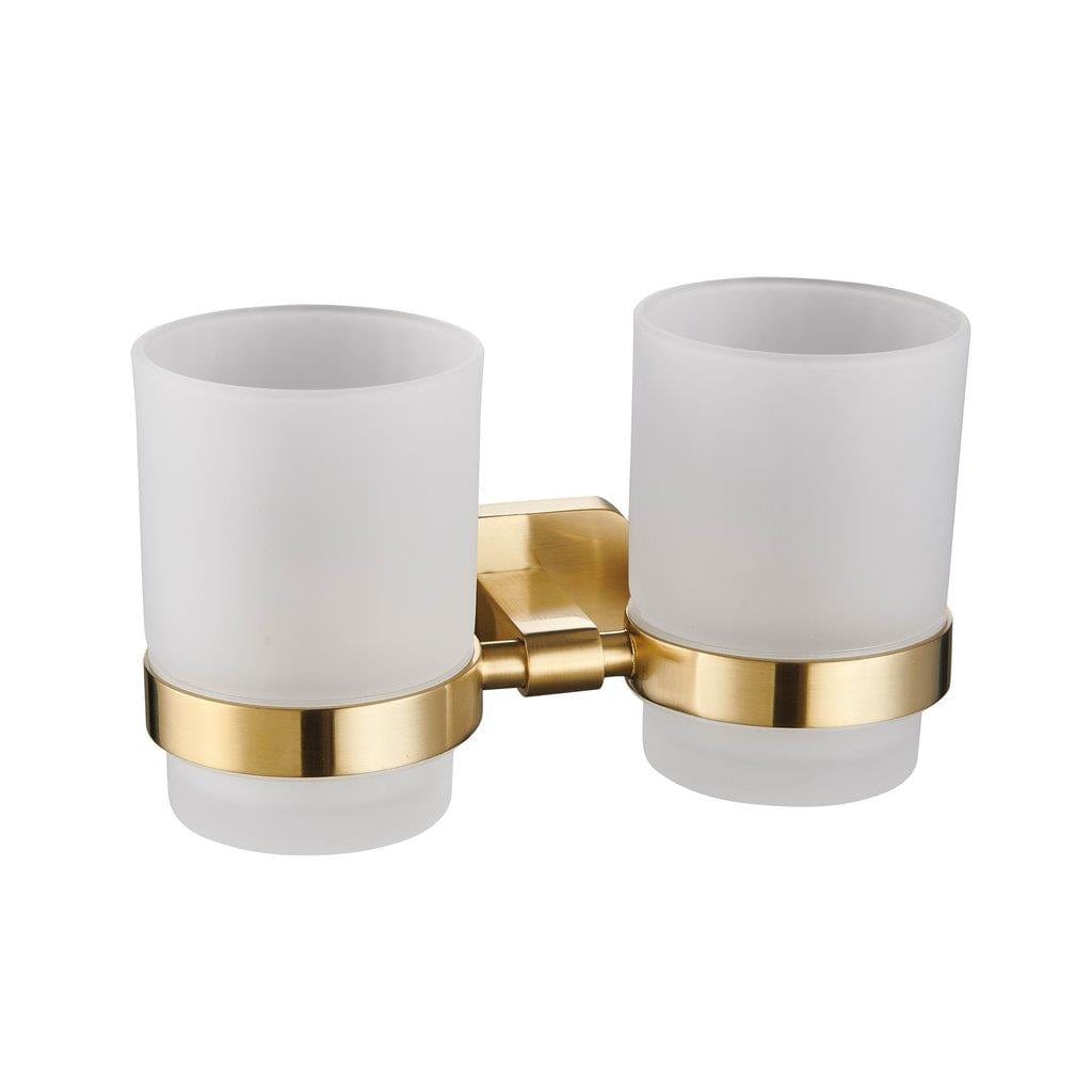 Aquarius Bathrooms Tumbler Holder Aquarius Auro Double Tumbler Holder in Brushed Brass