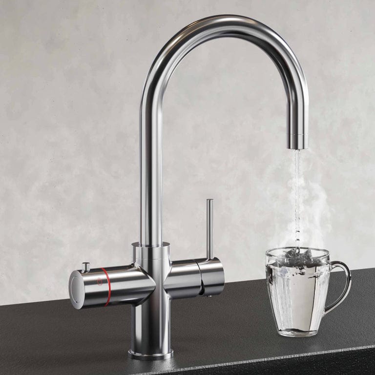 Aquarius Bathrooms Instant Hot Water Tap Chrome Aquarius TrueCook 4-in-1 Instant Hot Water Kitchen Tap with Swan Spout