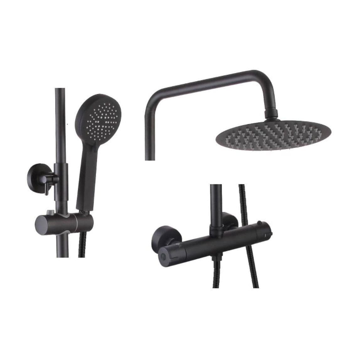 Aquarius Bathrooms Bar Shower Kit Aquarius RainLux Eco Round Adjustable Exposed Bar Shower System