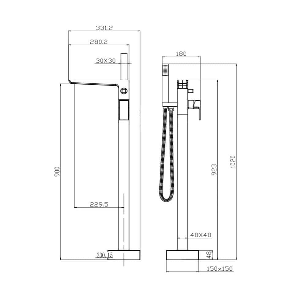 Aquarius Bathrooms Freestanding Bath Filler Aquarius Hydro Floor Standing Bath Shower Mixer Tap with Shower Kit