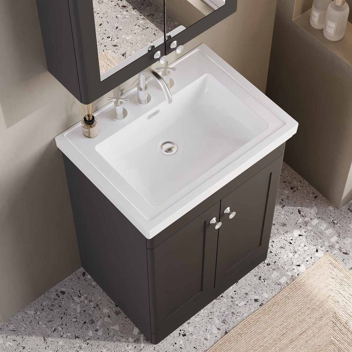 Aquarius Bathrooms Floor Standing Vanity Unit Aquarius Leighton 500mm Floor Standing Two Door Vanity Unit with Basin