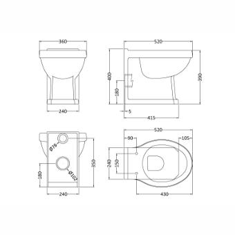 Aquarius Bathrooms Back to Wall Toilet Aquarius Harewood Traditional Back To Wall Toilet with Soft Close Seat