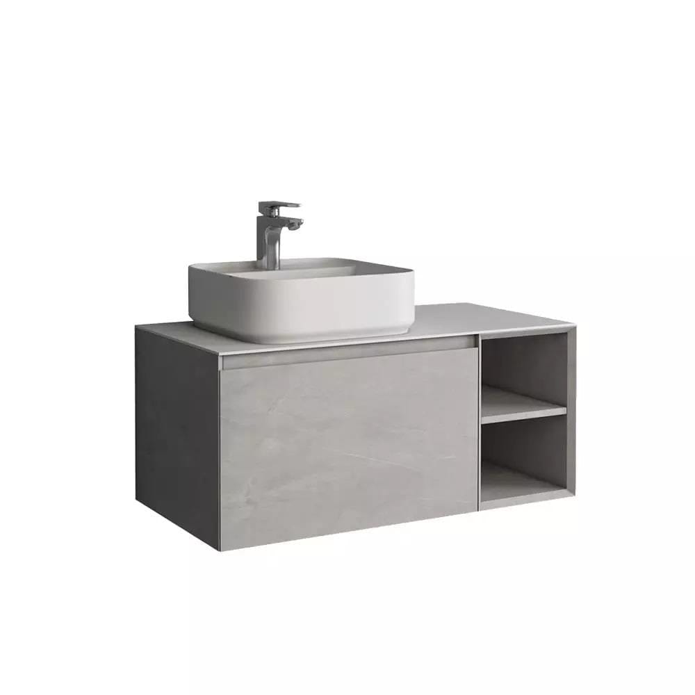 Aquarius Wall Mounted Unit Slate / Solid White Aquarius JF-Series 900mm Single Drawer Vanity Unit with Countertop