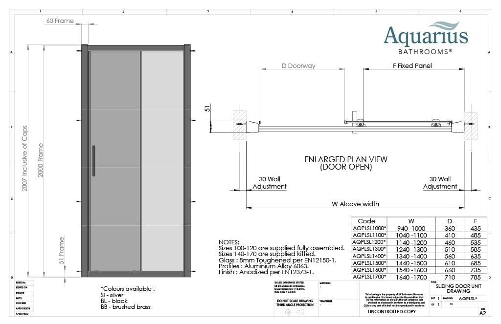 Aquarius Bathrooms Sliding Shower Door Aquarius Pluvia 8mm Sliding Shower Door