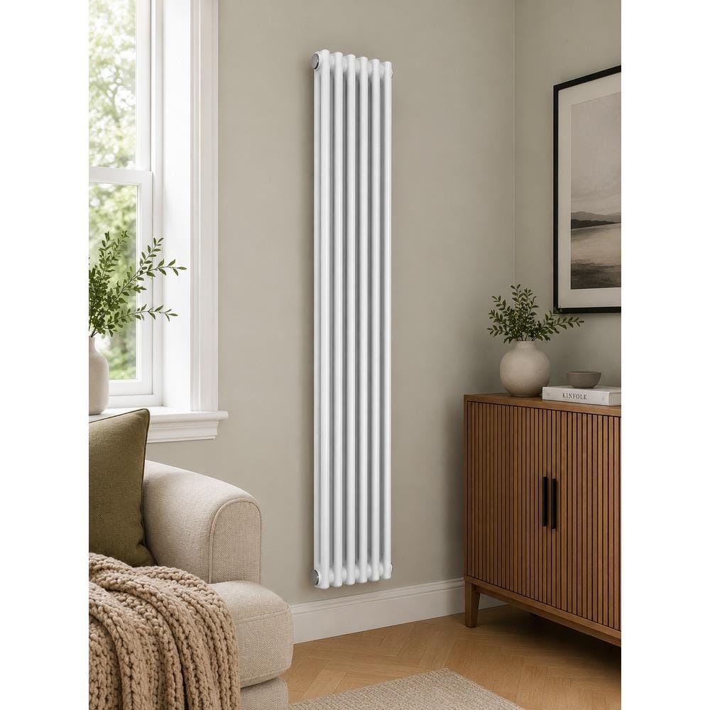 Aquarius Bathrooms Column Radiator 1800 x 335mm Aquarius Foundry Vertical 2 Column Radiator in White