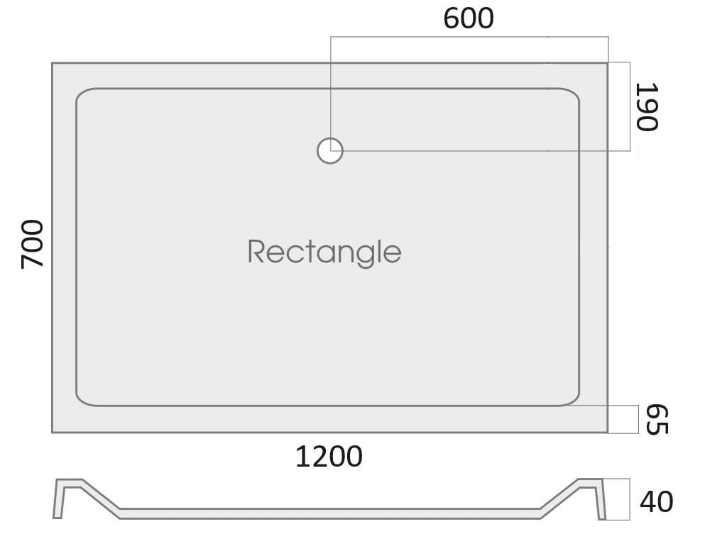 Aquarius Bathrooms Shower Tray 1200 x 700mm Aquarius Vital Rectangular Shower Tray Stone Resin