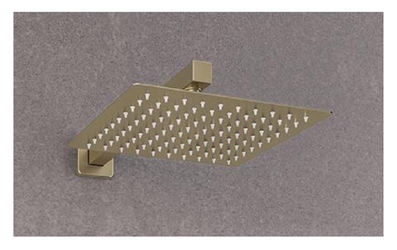 Aquarius Bathrooms Shower Arm and Head Kit Aquarius Modern Square Over Head 200mm Shower Head & Arm Brushed Brass AQ60104241