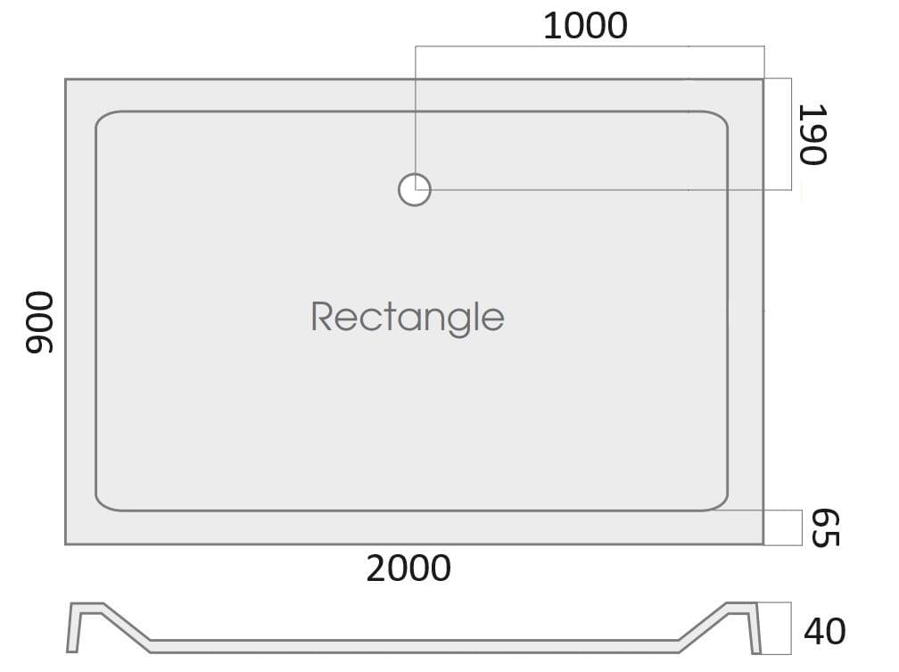 Aquarius Bathrooms Shower Tray 2000 x 900mm Aquarius Vital Rectangular Shower Tray Stone Resin