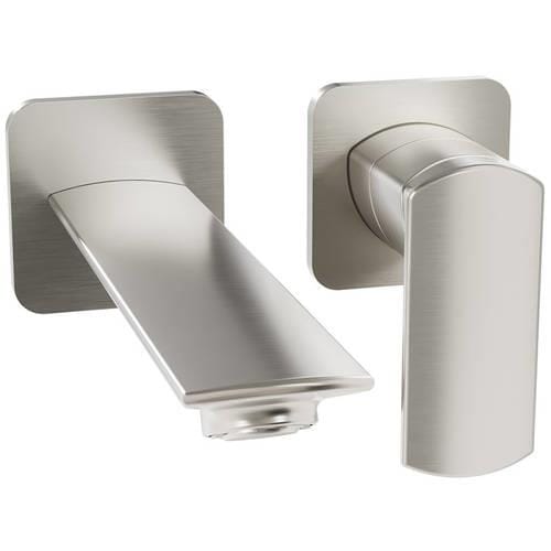Aquarius Bathrooms Wall Mounted Basin Tap Brushed Metallic Aquarius Varda Wall Mounted 2 Hole Basin Mixer Tap