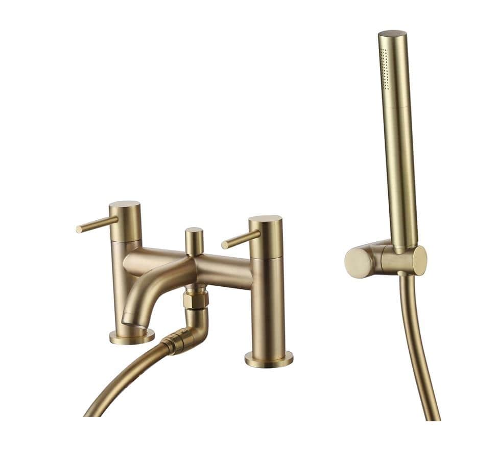 Aquarius Bathrooms Bath Shower Mixer Brushed Brass Aquarius RF-Series Bath Shower Mixer with Shower Kit