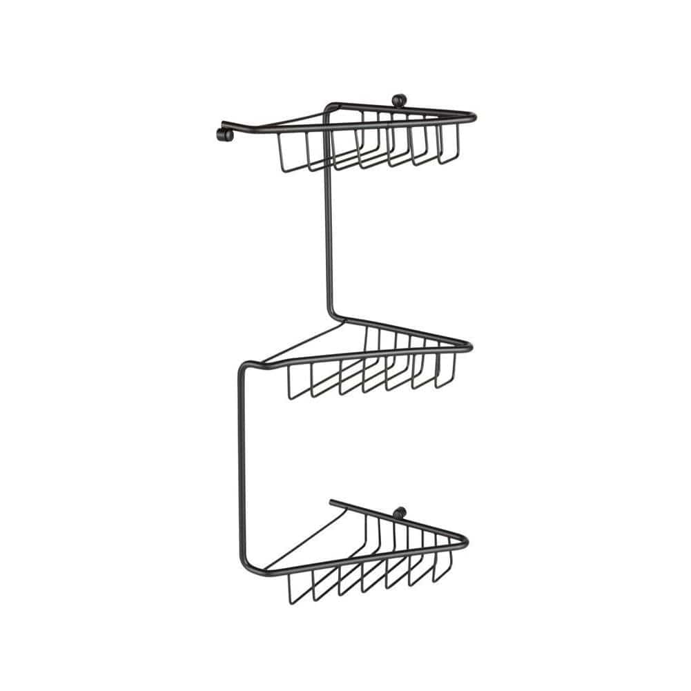 Aquarius Bathrooms Basket Matt Black Aquarius 3 Tier Corner Shower Caddy
