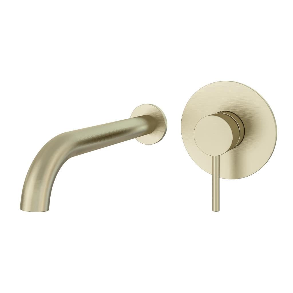 Aquarius Bathrooms Wall Mounted Basin Tap Brushed Brass Aquarius Curve Wall Mounted Basin Mixer Tap