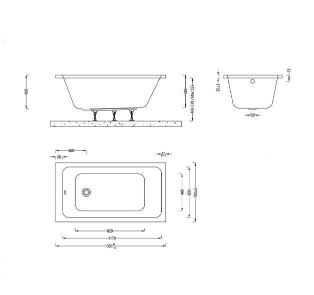 Aquarius Bathrooms Single Ended Bath Aquarius Aaron Single Ended Reinforced Bath
