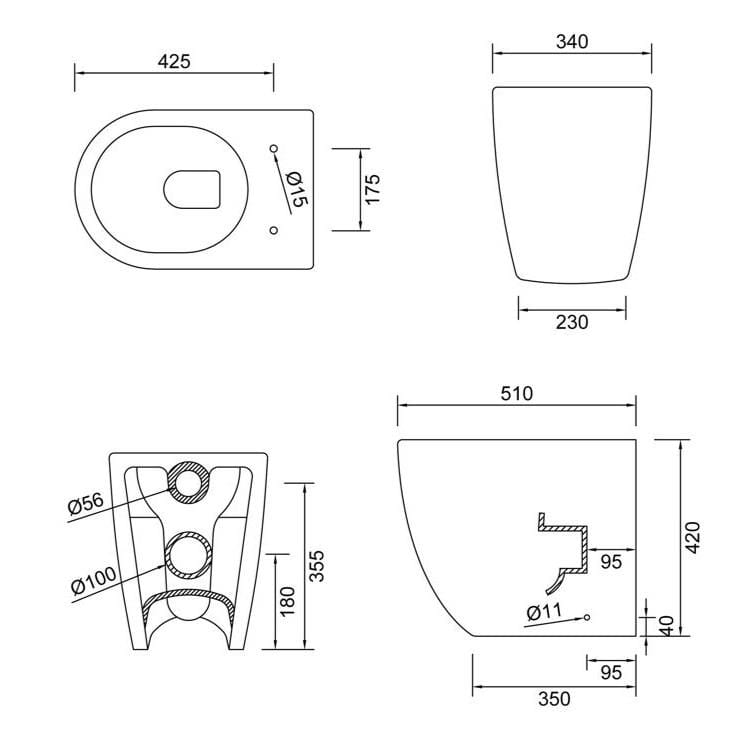 Aquarius Bathrooms Back to Wall Toilet Aquarius Emma Rimless ProFlush Short Projection Back to Wall Toilet with Soft Close Seat