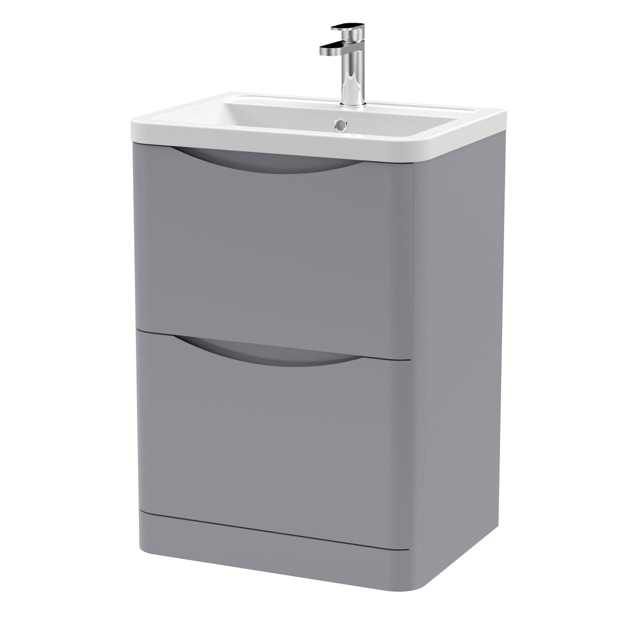 Aquarius Bathrooms Floor Standing Vanity Unit Aquarius Seren 600mm Floor Standing Two Drawer Vanity Unit with Basin