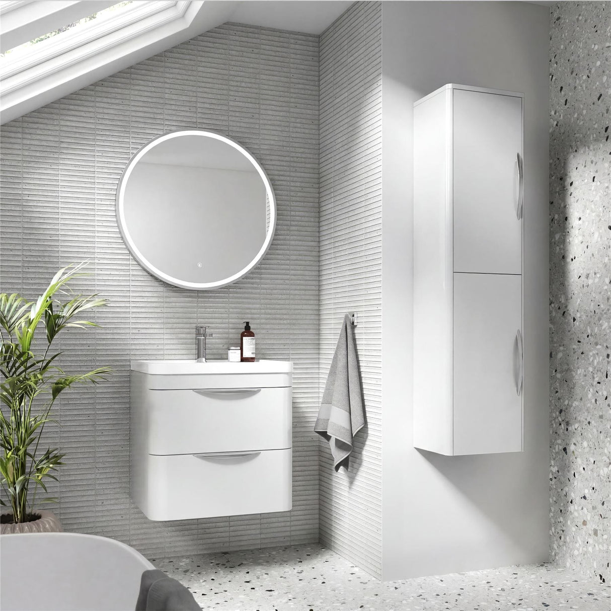 Aquarius Bathrooms Wall Mounted Vanity Unit Aquarius Perth 600mm 2 Drawer Wall Mounted Vanity Unit with 1 Tap Hole Basin