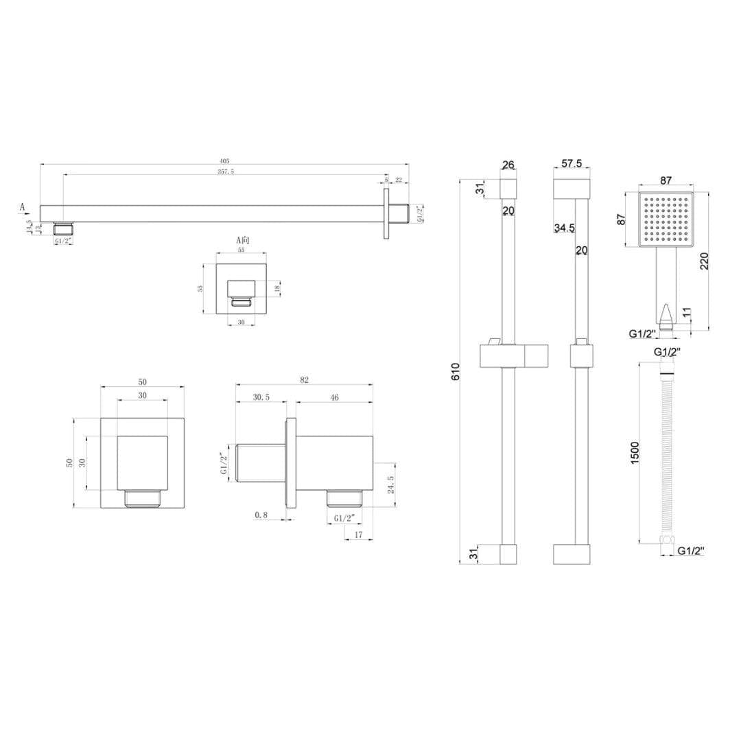 Aquarius Bathrooms Concealed Shower Set Aquarius Modern Square Shower Bundle with Riser