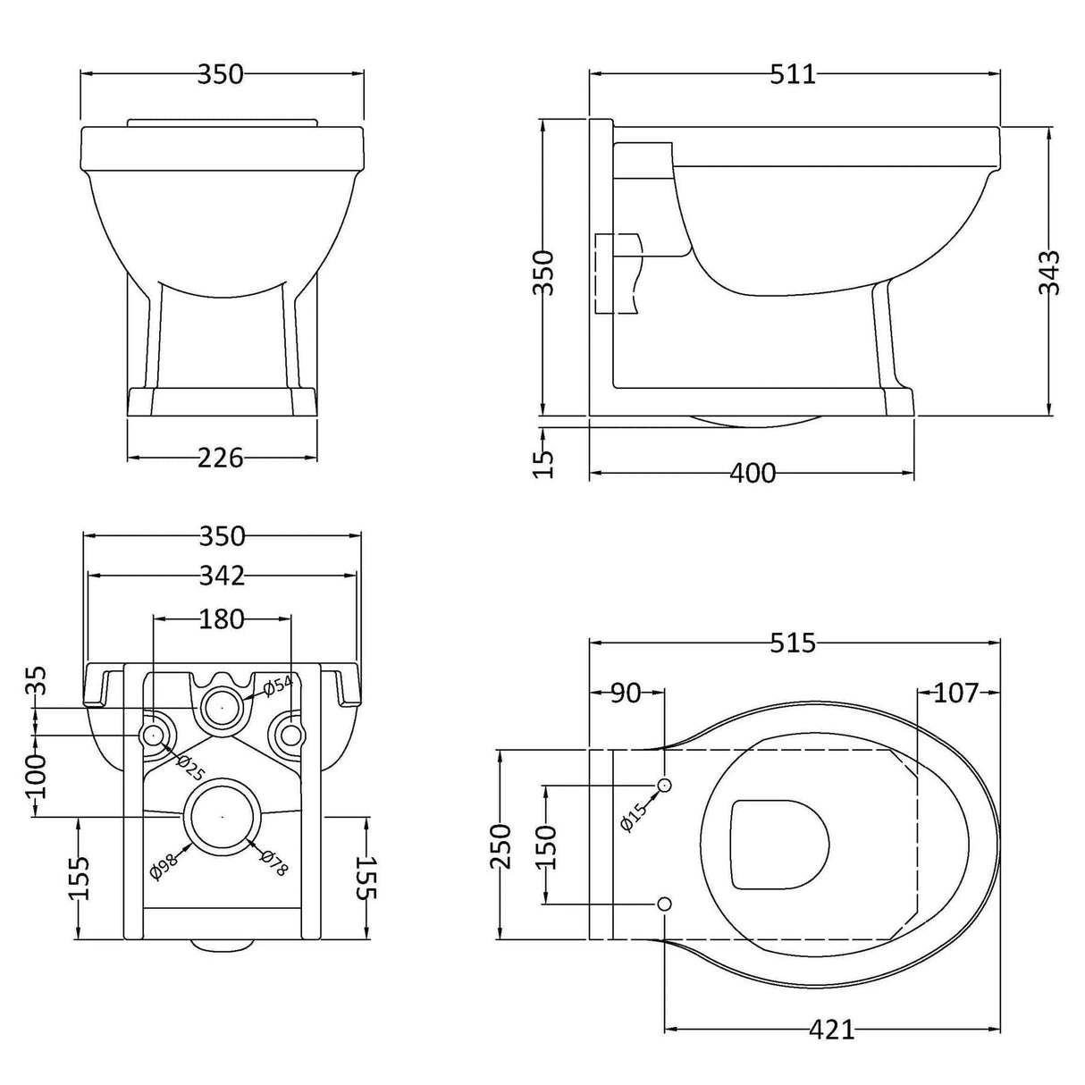 Aquarius Bathrooms Wall Hung Toilet Aquarius Harewood Traditional Wall Hung Toilet with Soft Close Seat