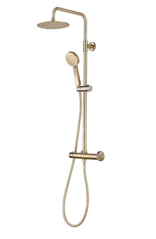 Aquarius Bathrooms Bar Valve Kit Aquarius Round Adjustable Thermostatic Shower & Kit Brushed Brass