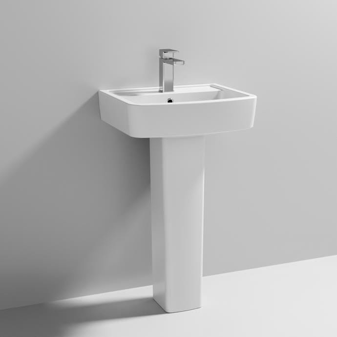 Aquarius Bathrooms Pedestal Basin Full Pedestal Aquarius Squared 520mm One Tap Hole Basin and Pedestal