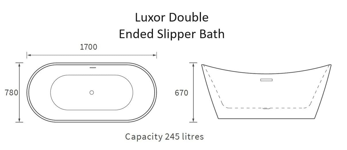 Aquarius Bathrooms Freestanding Bath Aquarius Luxor Freestanding Luxury Double Ended Slipper Bath 1700mm x 780mm AQLX0068