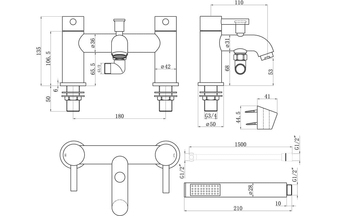Aquarius Bathrooms Bath Shower Mixer Aquarius Zanelli Bath Shower Mixer Tap with Shower Kit
