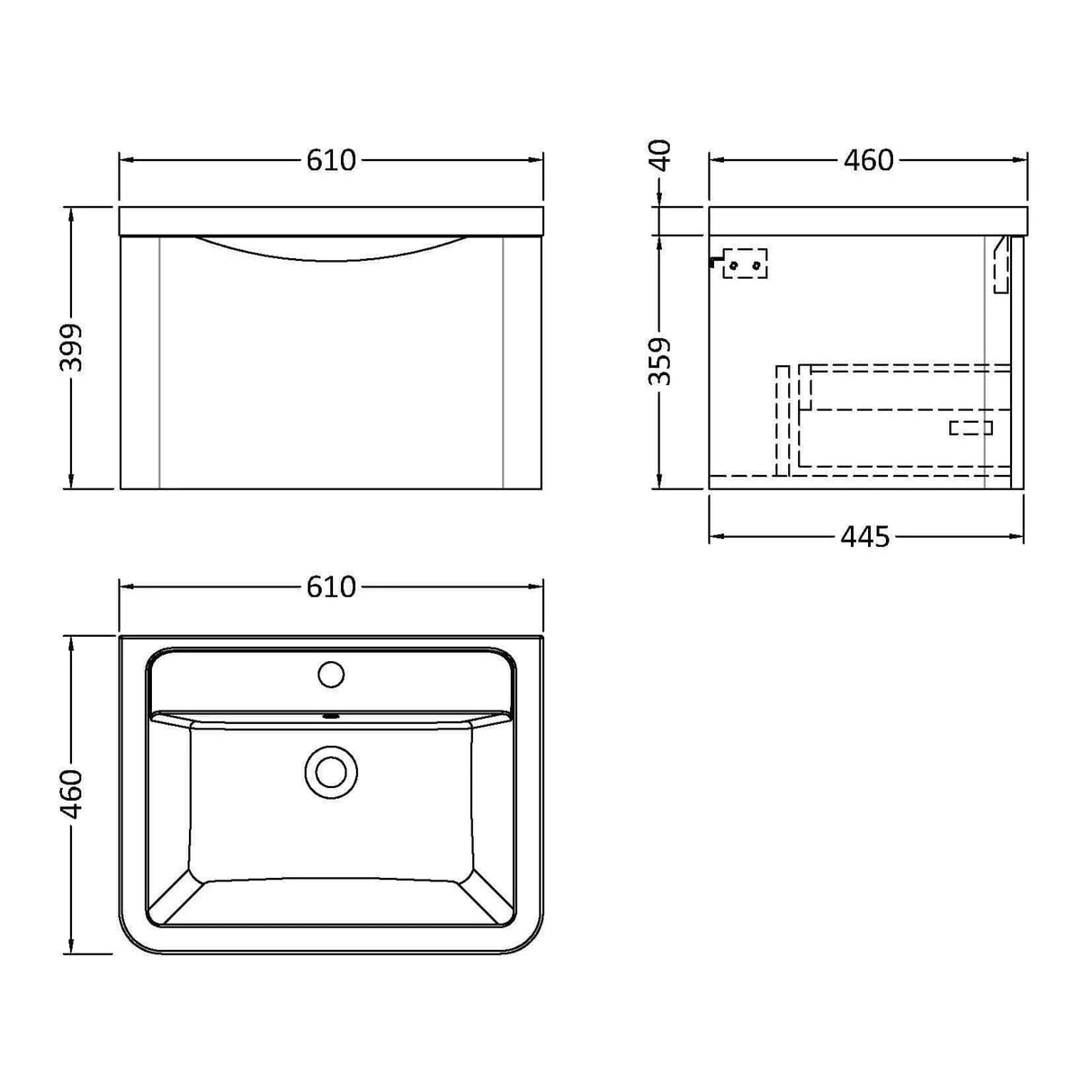 Aquarius Bathrooms Wall Mounted Vanity Unit Aquarius Seren 600mm Wall Mounted One Drawer Vanity Unit with Basin