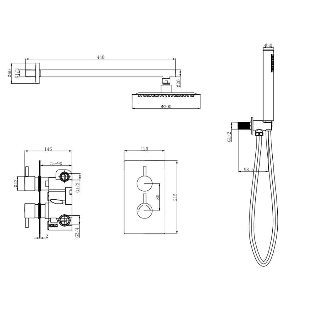 Aquarius Bathrooms Concealed Shower Set Aquarius Modern Round Concealed Shower Valve Set with Shower Head and Handset