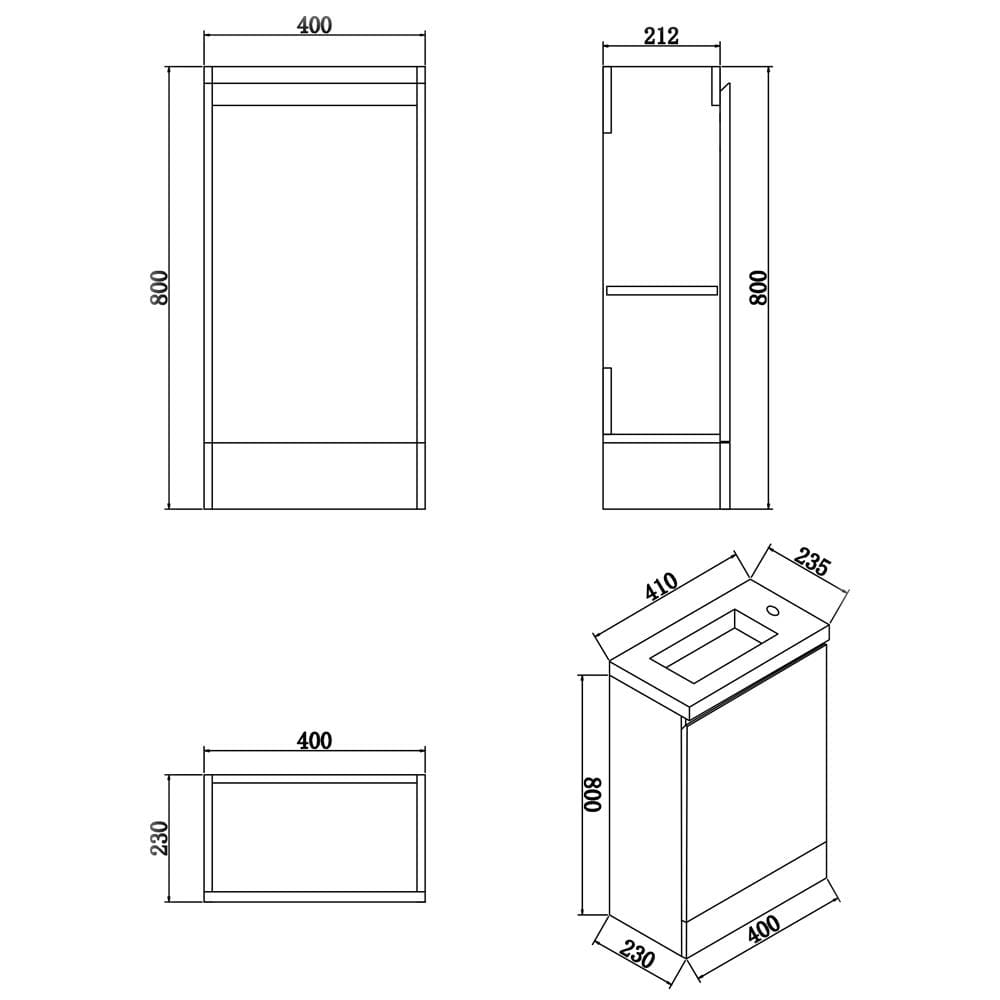 Aquarius Bathrooms Floor Standing Vanity Unit Aquarius Halite Waterproof Grey Vanity Unit and 1TH Basin