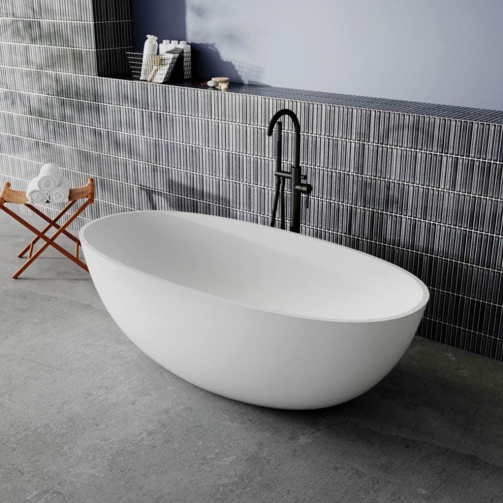 Aquarius Bathrooms Freestanding Bath Aquarius Iseo Freestanding Stone Bath in Gloss White 1600mm