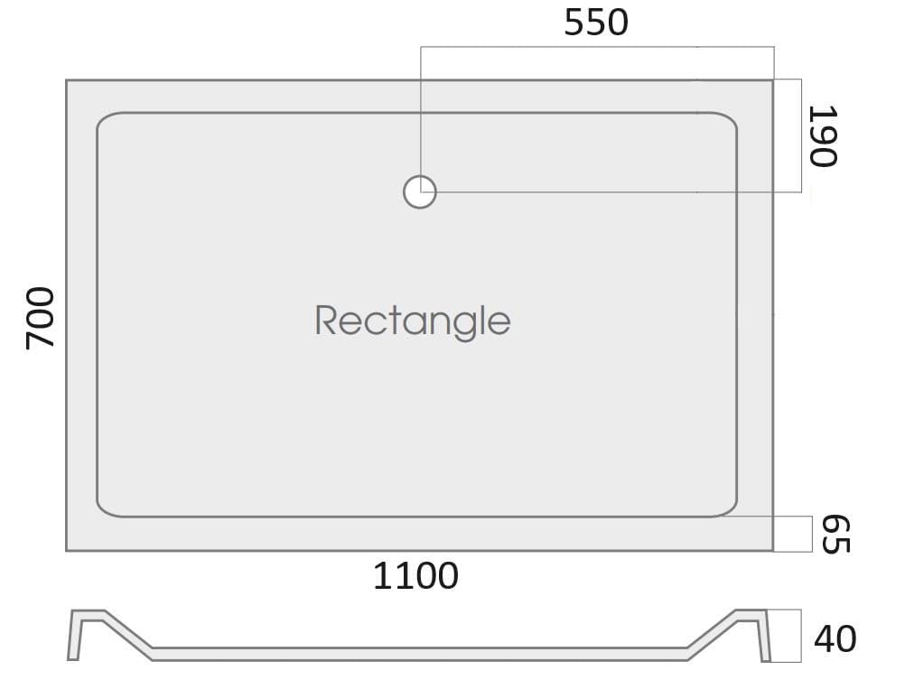 Aquarius Bathrooms Shower Tray 1100 x 700mm Aquarius Vital Rectangular Shower Tray Stone Resin