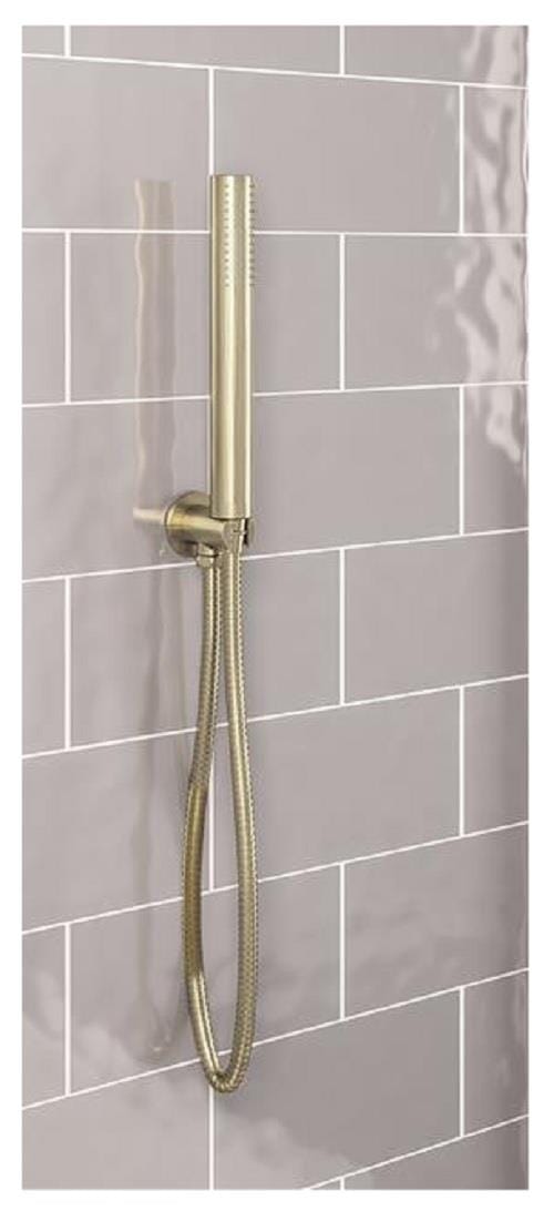 Aquarius Bathrooms Shower Kit Aquarius Modern Round Wall Mounted Shower Kit with Outlet and Hose Brushed Brass AQ60102456